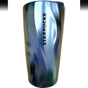 2021 Starbucks Metallic Blue Holiday Double Walled Ceramic Tumbler Trave…